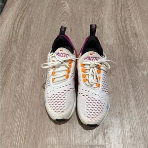 Nike Kids White Sneakers with Orange and Pink Accents